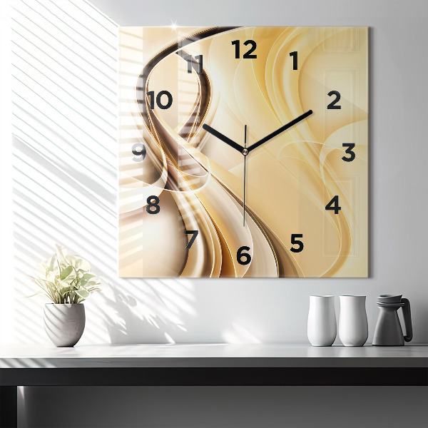 Horloge carrée en verre 'Ondes d''abstraction'