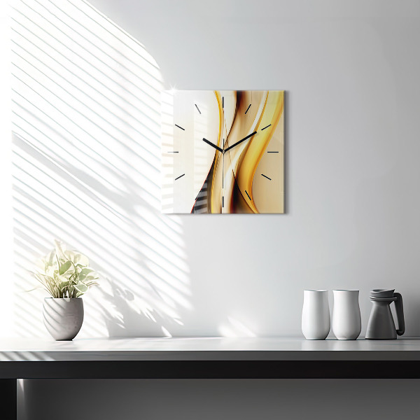 Horloge carrée en verre Vague abstraite