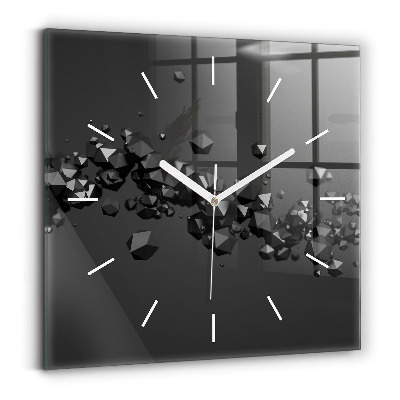 Horloge murale carrée Abstraction noire