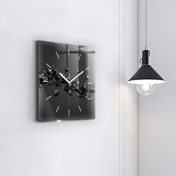 Horloge murale carrée Abstraction noire