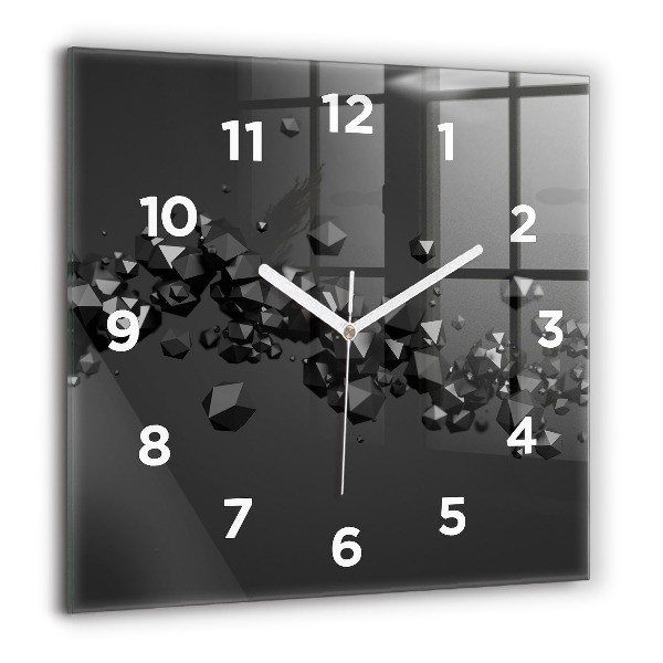Horloge murale carrée Abstraction noire