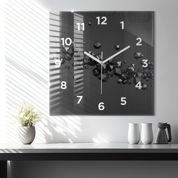 Horloge murale carrée Abstraction noire