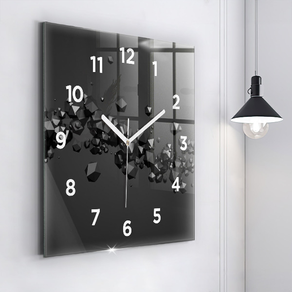 Horloge murale carrée Abstraction noire