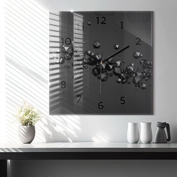 Horloge murale carrée Abstraction noire
