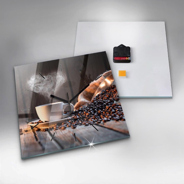 Horloge carrée en verre Une tasse de café