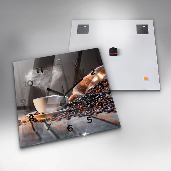 Horloge carrée en verre Une tasse de café