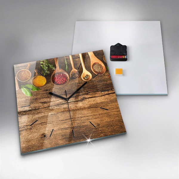 Horloge murale carrée 'Cuillères d''épices'