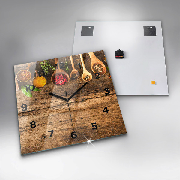 Horloge murale carrée 'Cuillères d''épices'