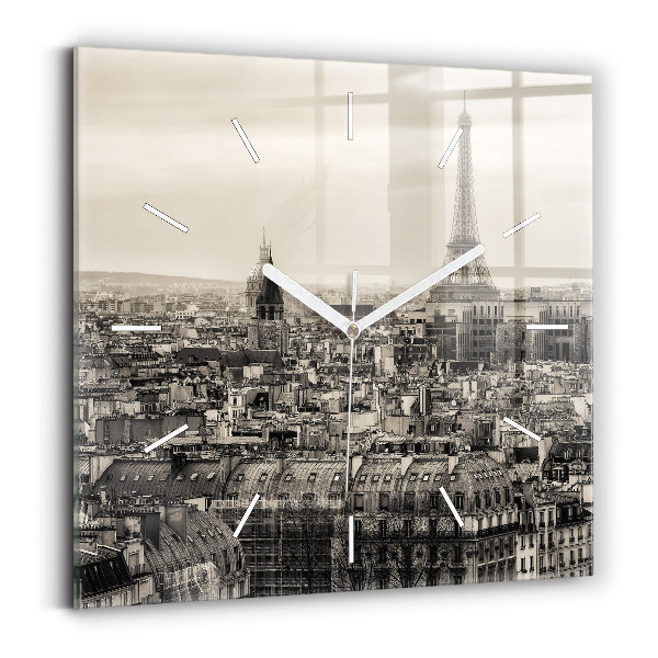 Horloge murale carrée Panorama paysager de Paris
