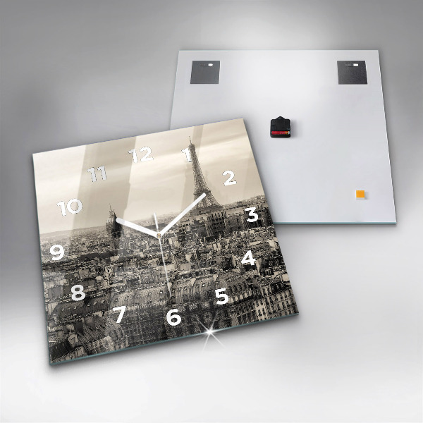 Horloge murale carrée Panorama paysager de Paris