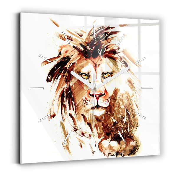 Horloge murale carrée 'Illustration d''un lion brun'