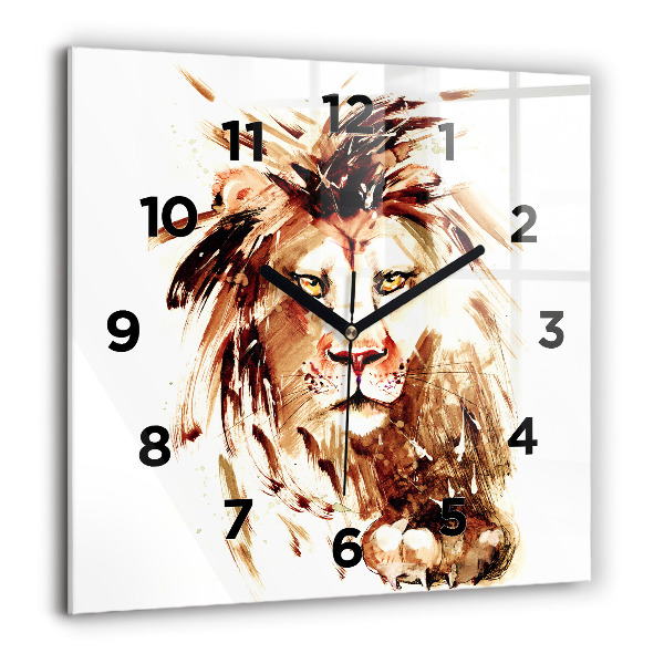 Horloge murale carrée 'Illustration d''un lion brun'