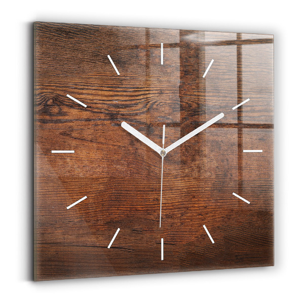 Pendule carrée en verre Vieux bois