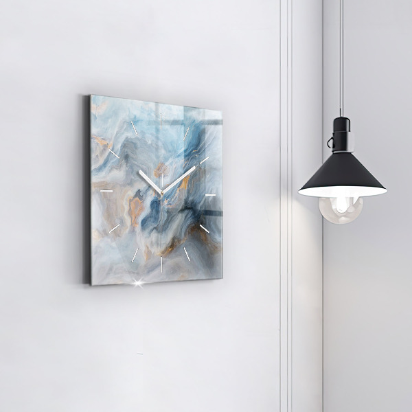Pendule carrée en verre Motif en marbre