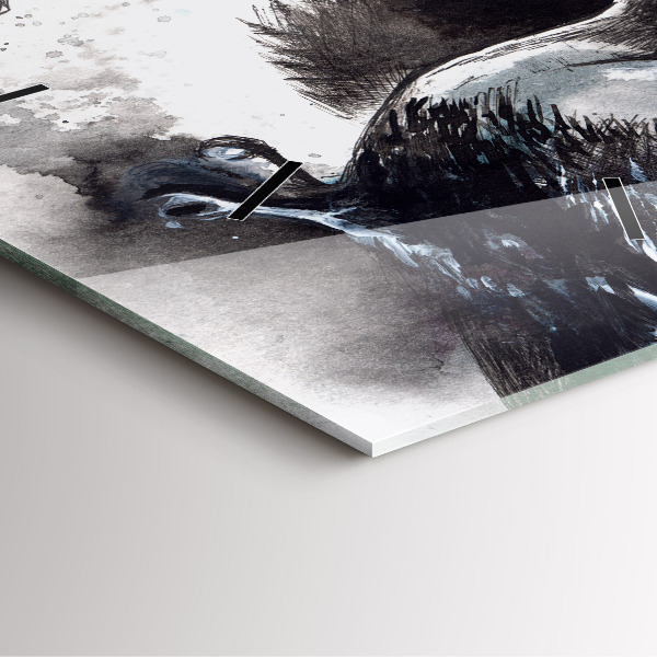 Horloge carrée en verre Oiseaux peints