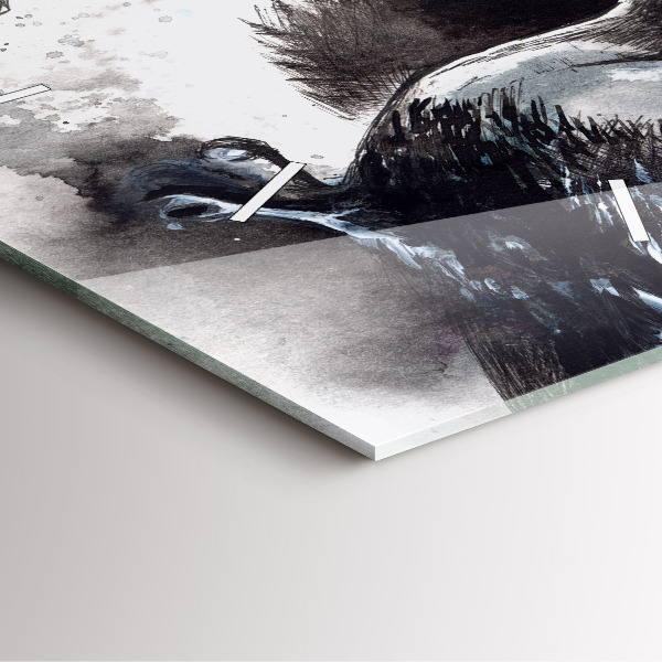 Horloge carrée en verre Oiseaux peints