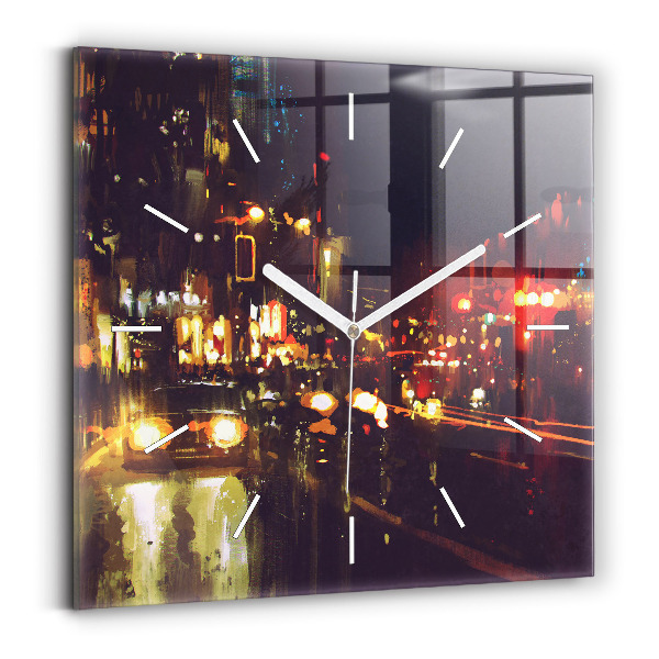 Horloge carrée en verre Ville peinte