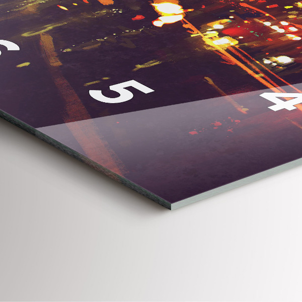 Horloge carrée en verre Ville peinte