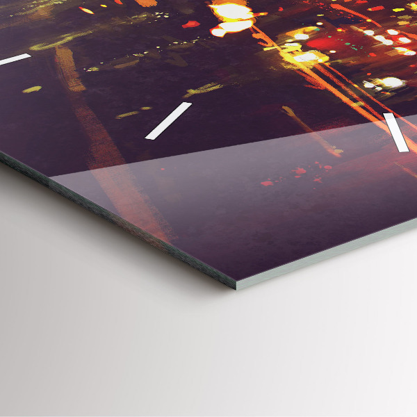 Horloge carrée en verre Ville peinte