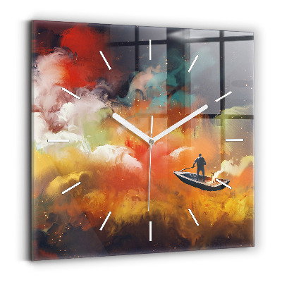 Horloge carrée en verre Peinture abstraite