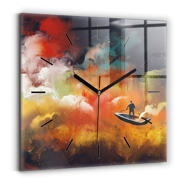 Horloge carrée en verre Peinture abstraite