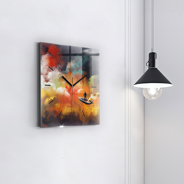 Horloge carrée en verre Peinture abstraite