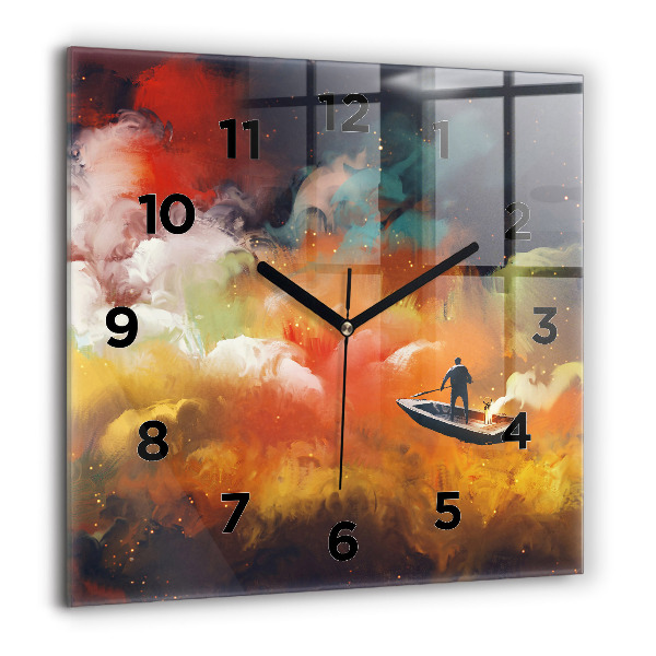 Horloge carrée en verre Peinture abstraite