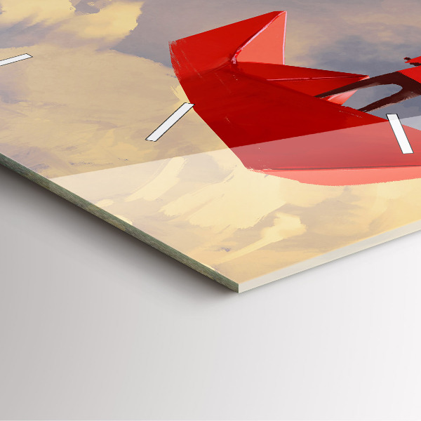 Horloge carrée en verre bateaux en papier