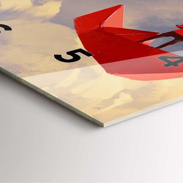 Horloge carrée en verre bateaux en papier