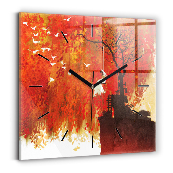 Horloge carrée en verre Mariée en automne