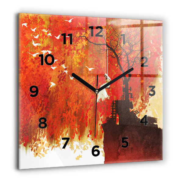 Horloge carrée en verre Mariée en automne