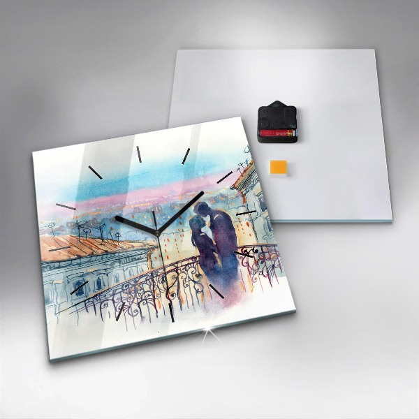 Horloge murale carrée 'Personnages à l''aquarelle'