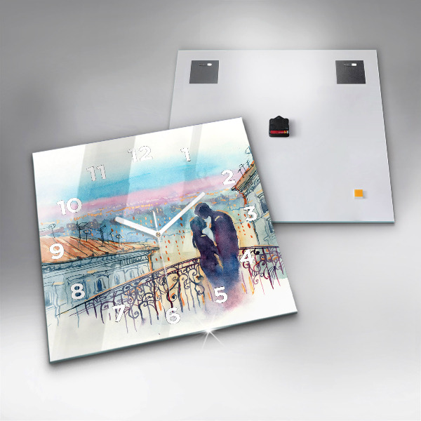 Horloge murale carrée 'Personnages à l''aquarelle'