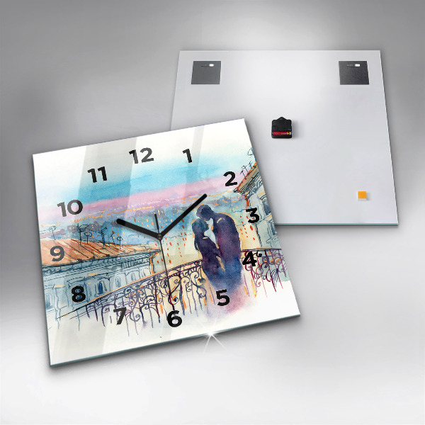 Horloge murale carrée 'Personnages à l''aquarelle'