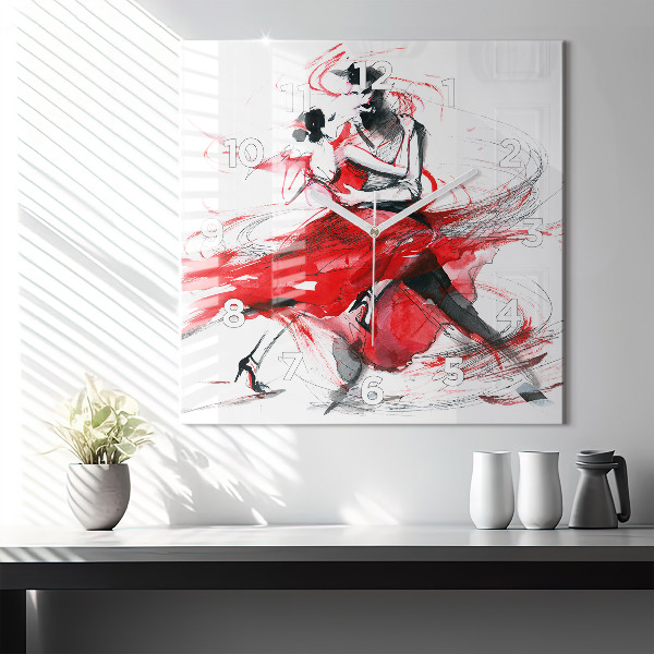 Horloge murale carrée Couple dansant