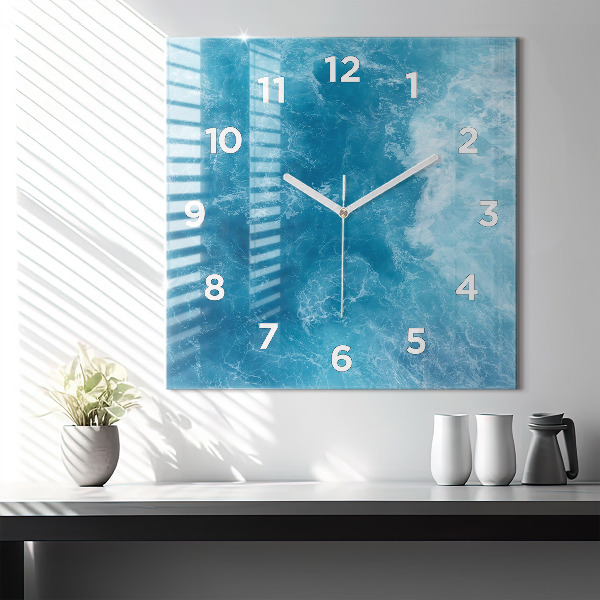 Horloge carrée en verre Eau de mer