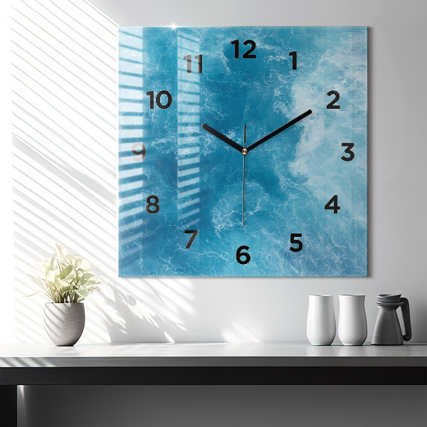 Horloge carrée en verre Eau de mer