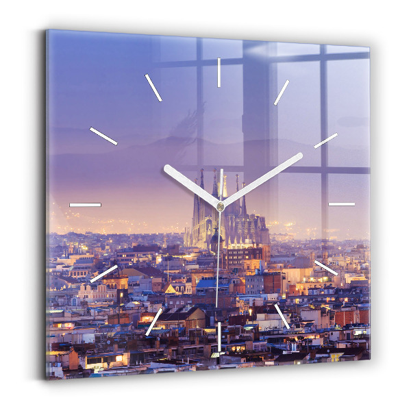 Horloge murale carrée Vue de Barcelone