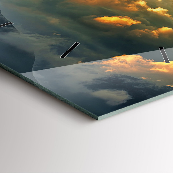 Horloge carrée en verre Vol en montgolfière dans les nuages