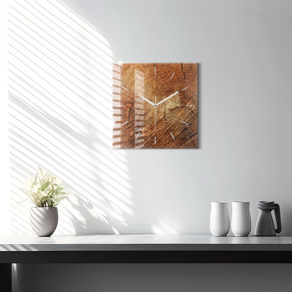 Horloge murale carrée 'Vieille souche d''arbre'