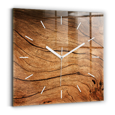 Horloge carrée en verre Vieux bois
