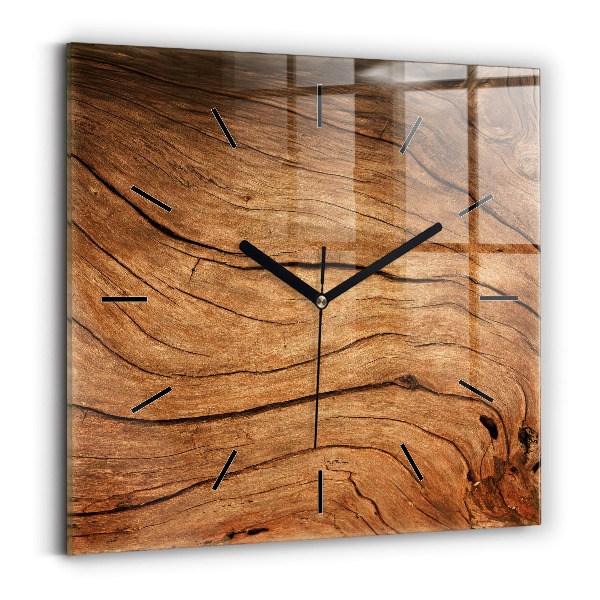 Horloge carrée en verre Vieux bois