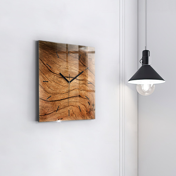 Horloge carrée en verre Vieux bois