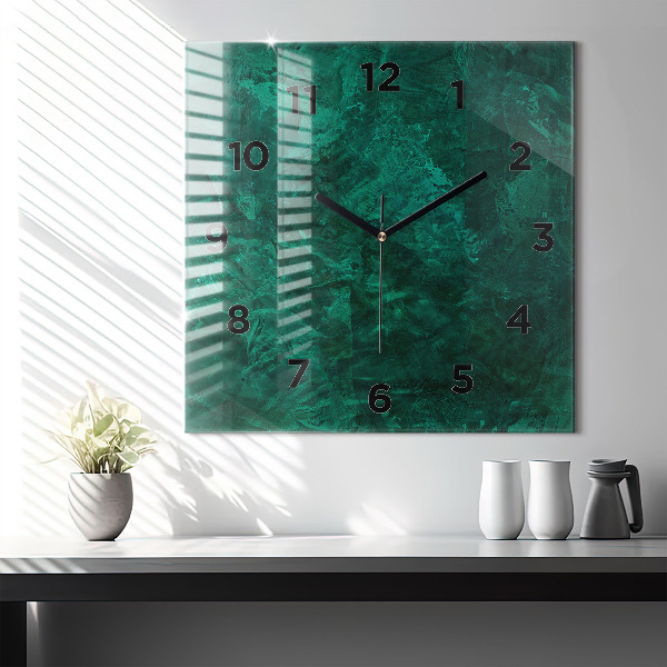 Horloge carrée en verre 'Mur d''émeraude'