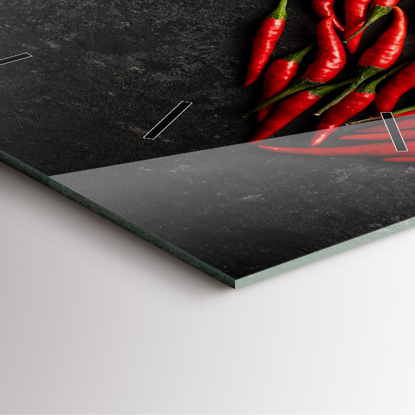 Pendule carrée en verre Cœur de poivrons