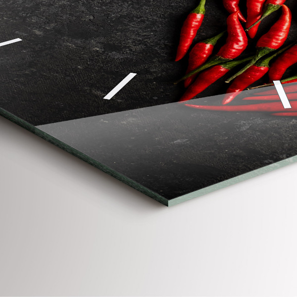 Pendule carrée en verre Cœur de poivrons