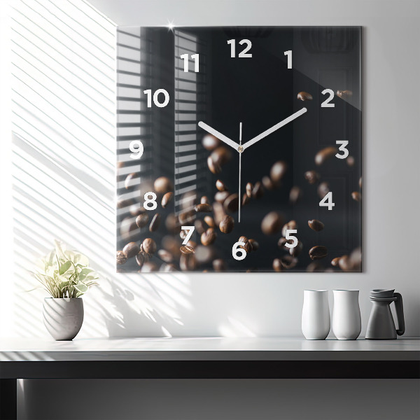 Horloge murale carrée Café en grains