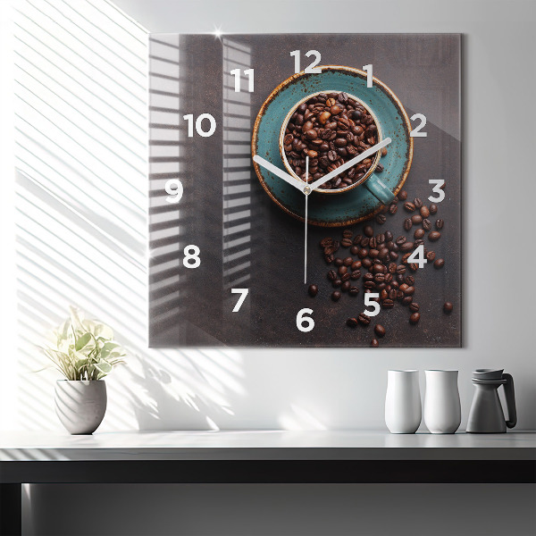 Horloge murale carrée Une tasse de café