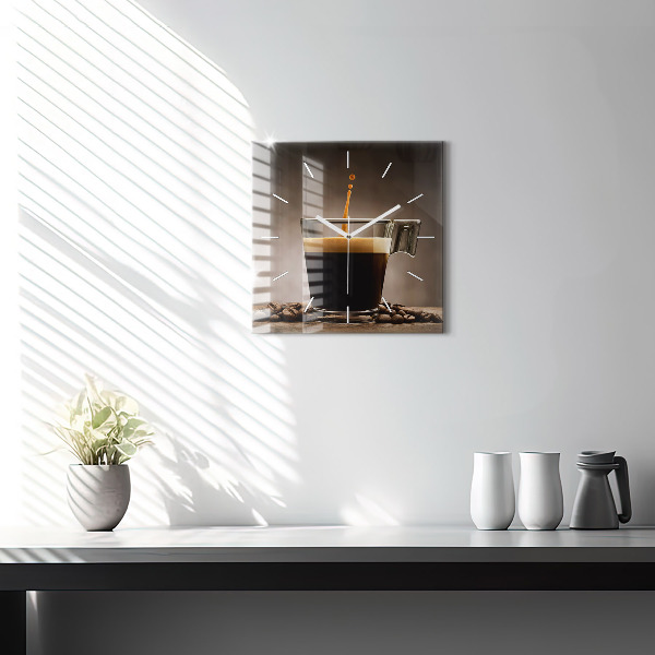 Horloge murale carrée Une tasse de café