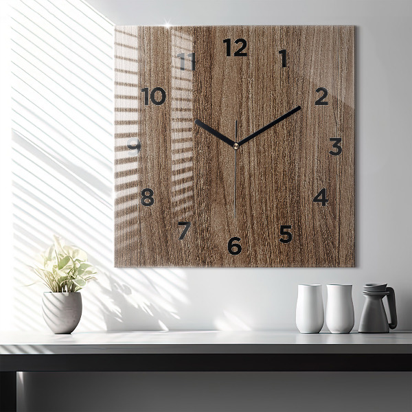 Horloge murale carrée Bois foncé